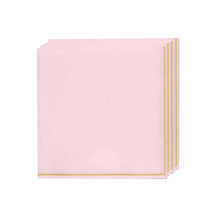 Blush with Gold Stripe Napkins - 2 Sizes