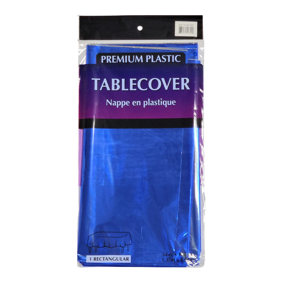 Royal Blue Metallic Plastic Table Cover
