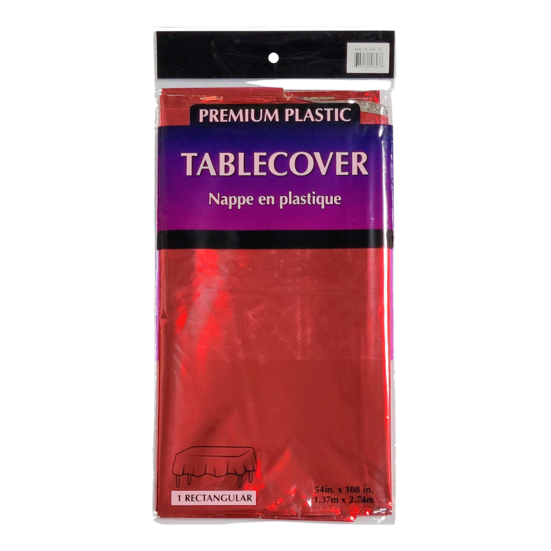 Red Metallic Plastic Table Cover