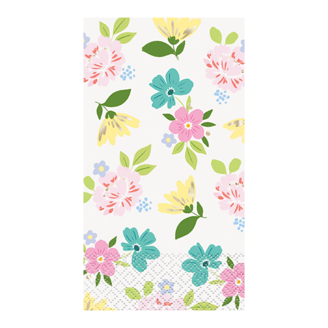 White Floral with Foil Guest Napkins
