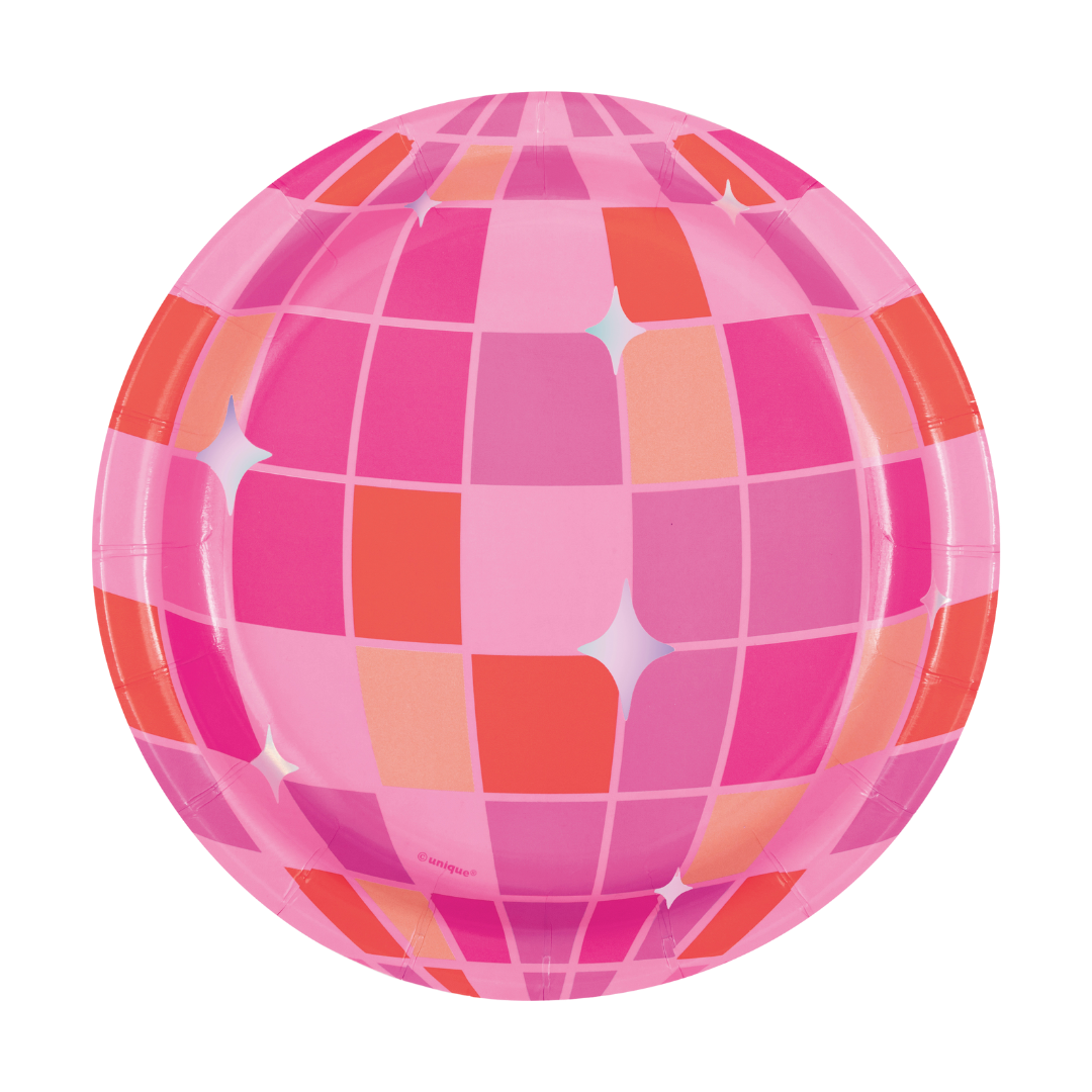 Pink with Iridescent Foil Disco Dessert Plate