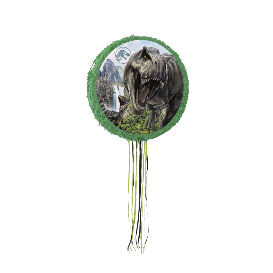 Green Jurassic World Drum Pull Piñata - 20" x 4" x 20"