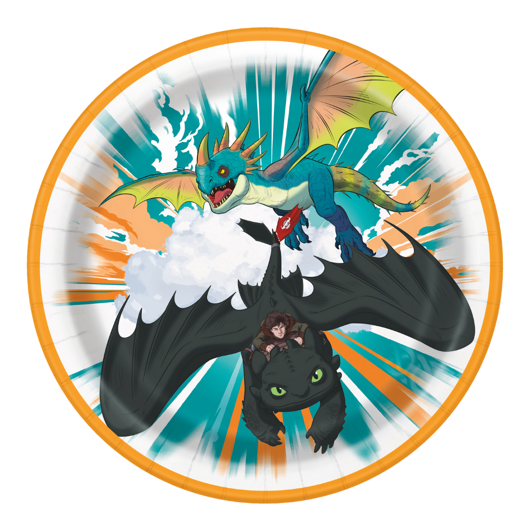 Orange and Teal How to Train your Dragon Large Dinner Plate