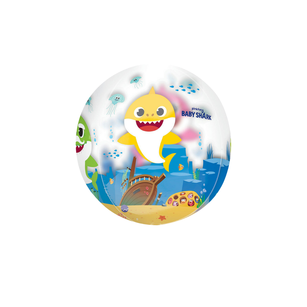 Clear Baby Shark Underwater Orbz Foil Balloon, 16in