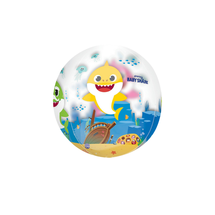 Clear Baby Shark Underwater Orbz Foil Balloon, 16in