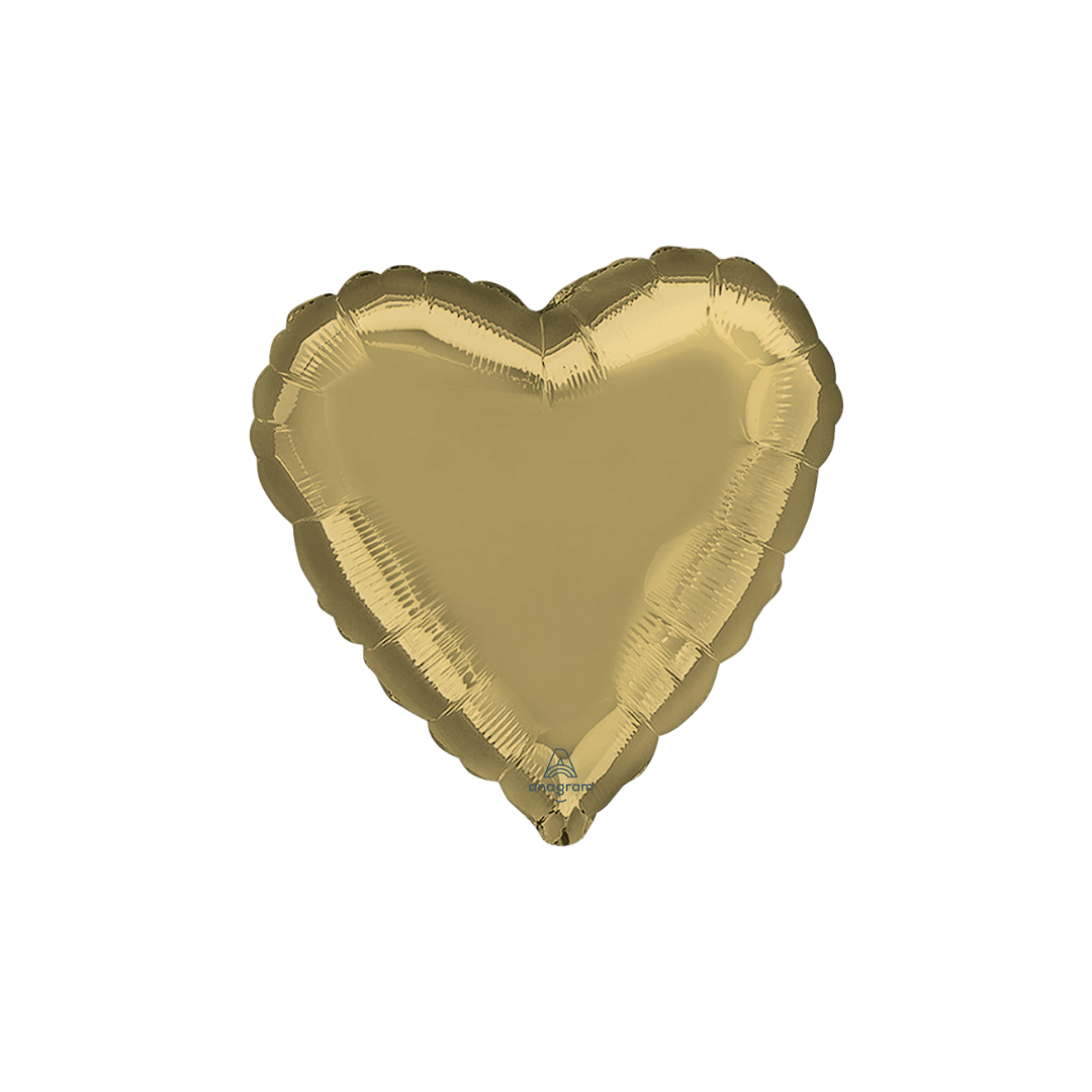 White Gold Heart Foil Balloon, 17in