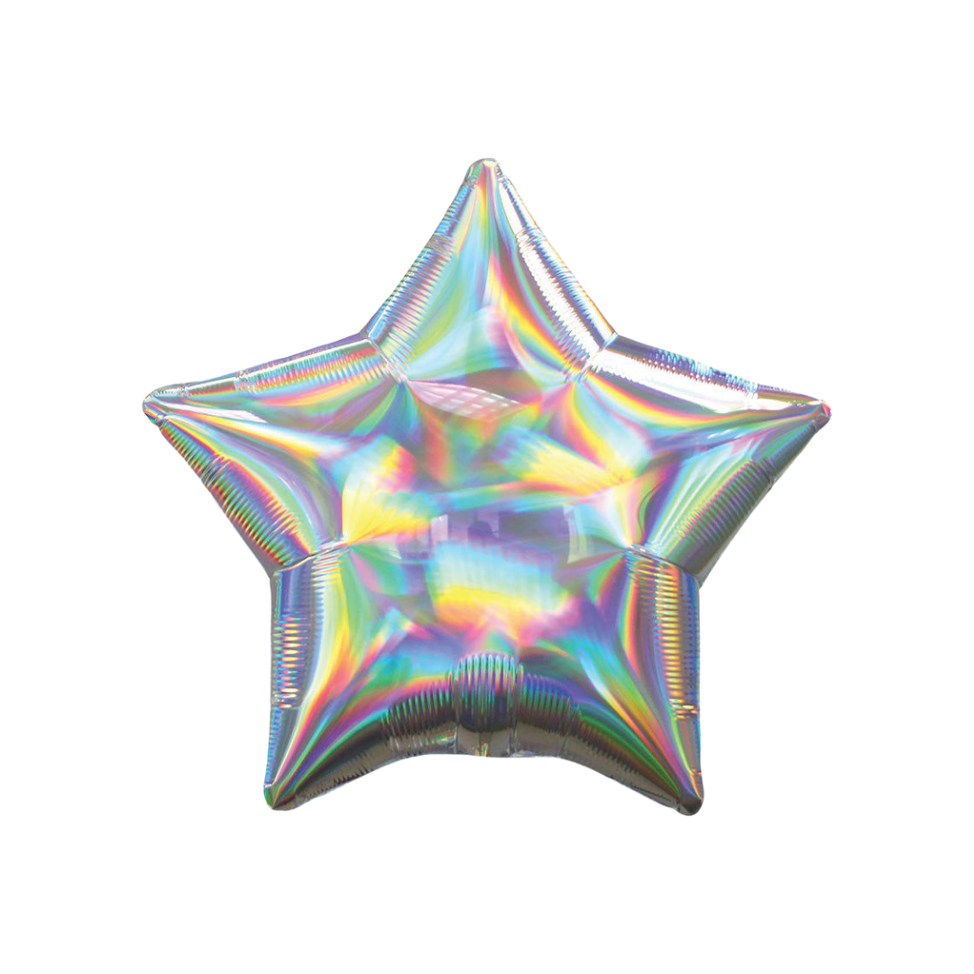 Silver Iridescent Star Foil Balloon, 18in