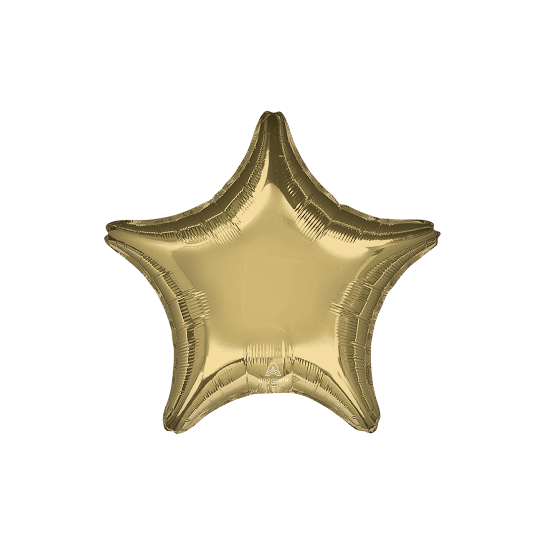 White Gold Star Foil Balloon, 19in