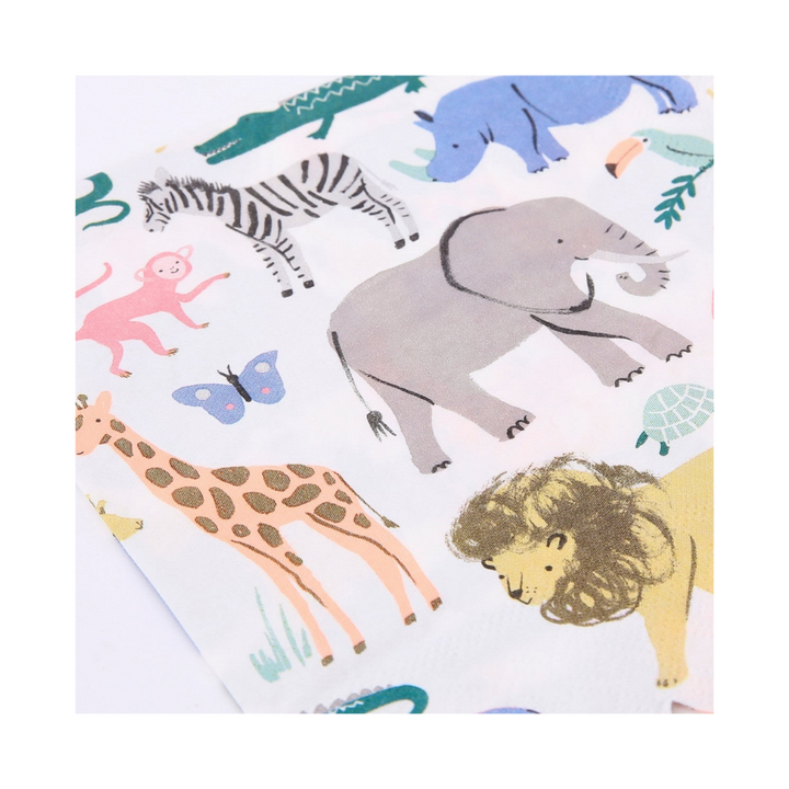 Beige Safari Animals Dinner Napkins