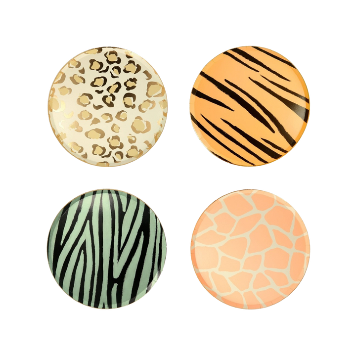 Assorted Color Safari Animal Print Appetizer Plates