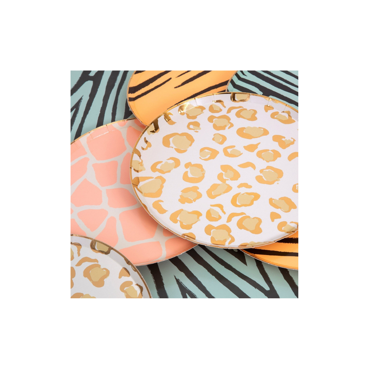 Assorted Color Safari Animal Print Appetizer Plates