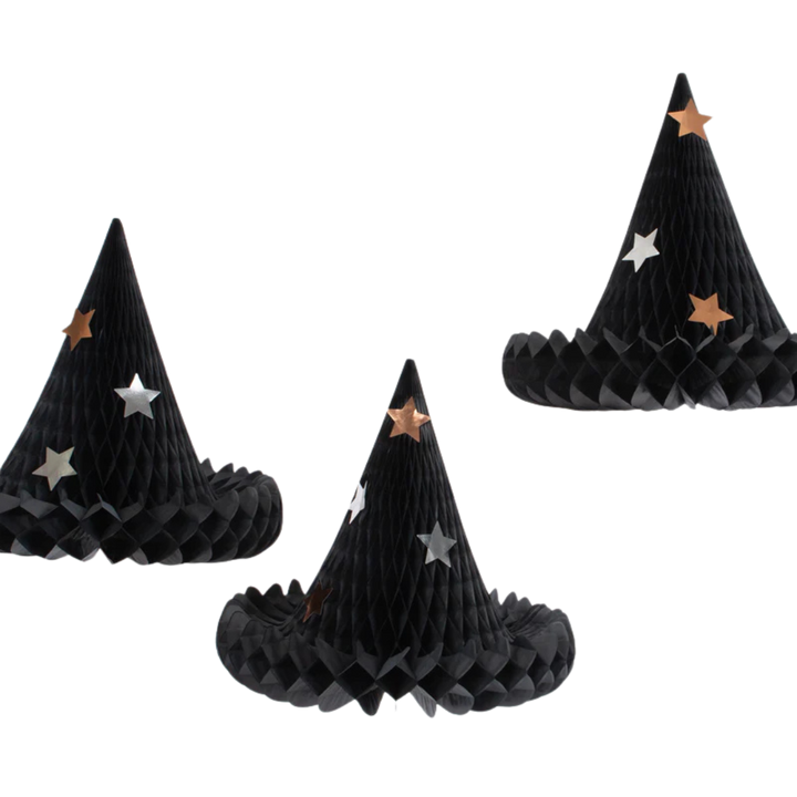 Black Honeycomb Witch Hat Decorations