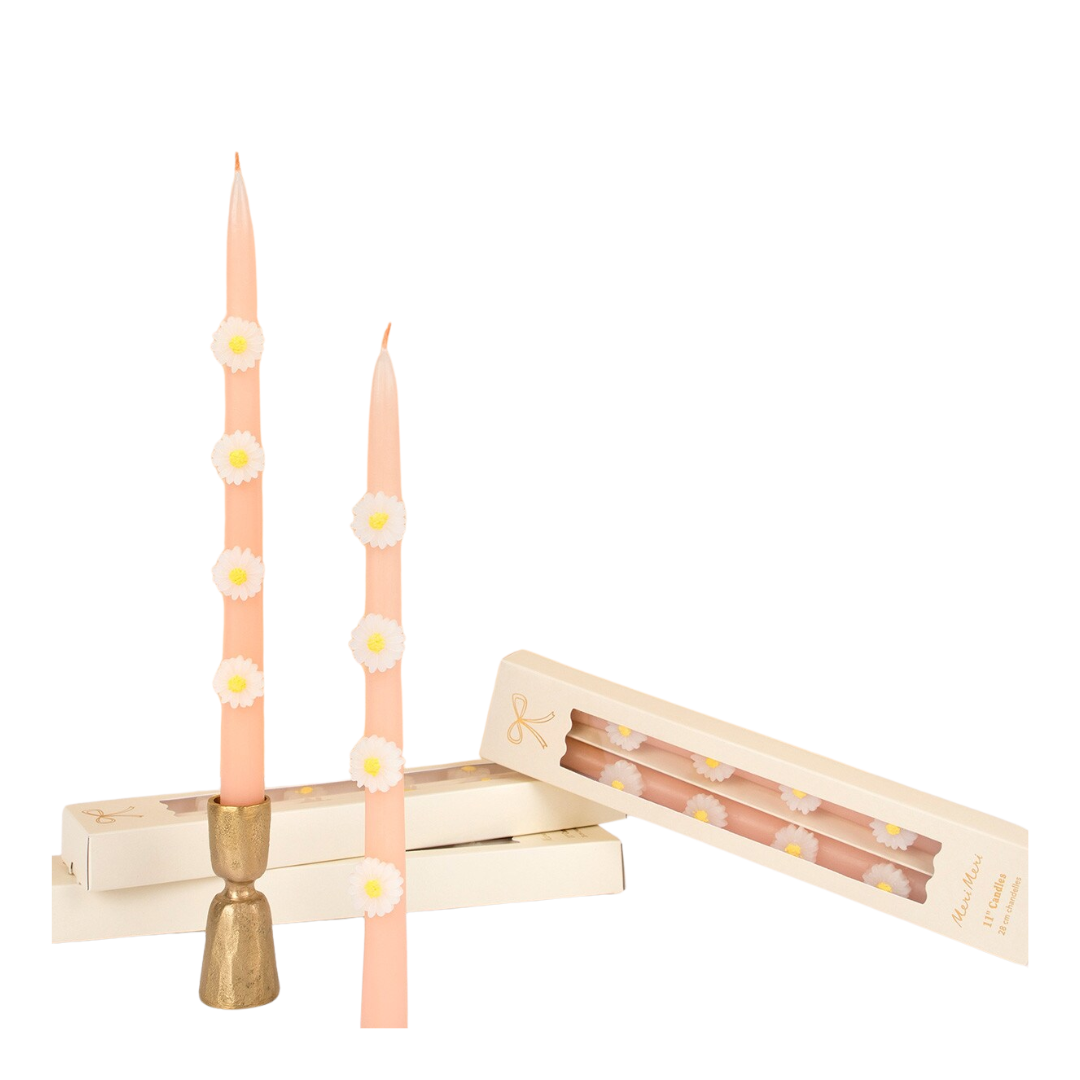 Pink Daisy Taper Candles