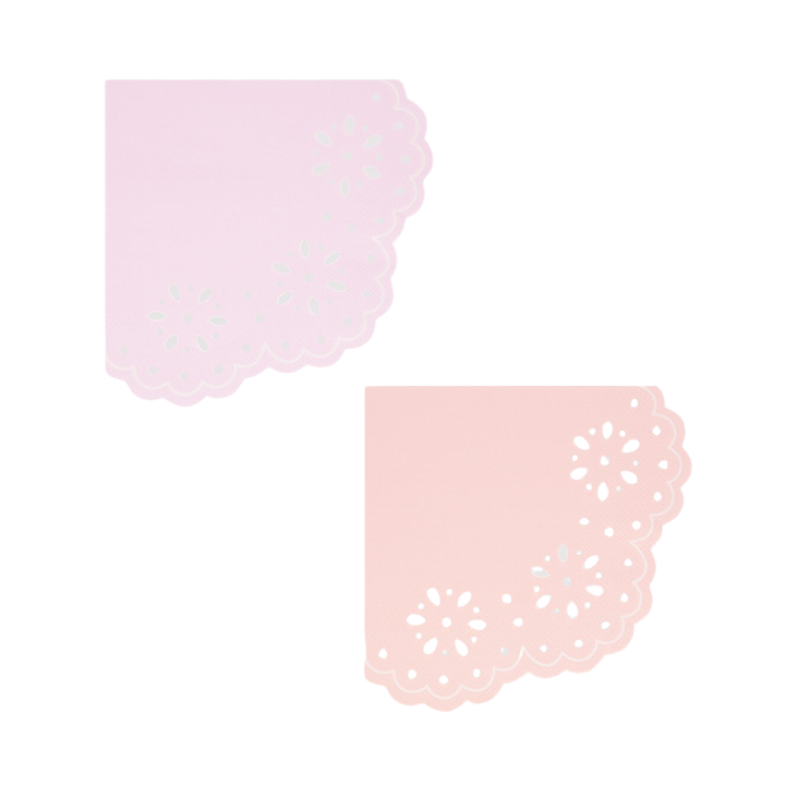 Pink and Peach Broderie Anglaise Lace Dinner Napkin