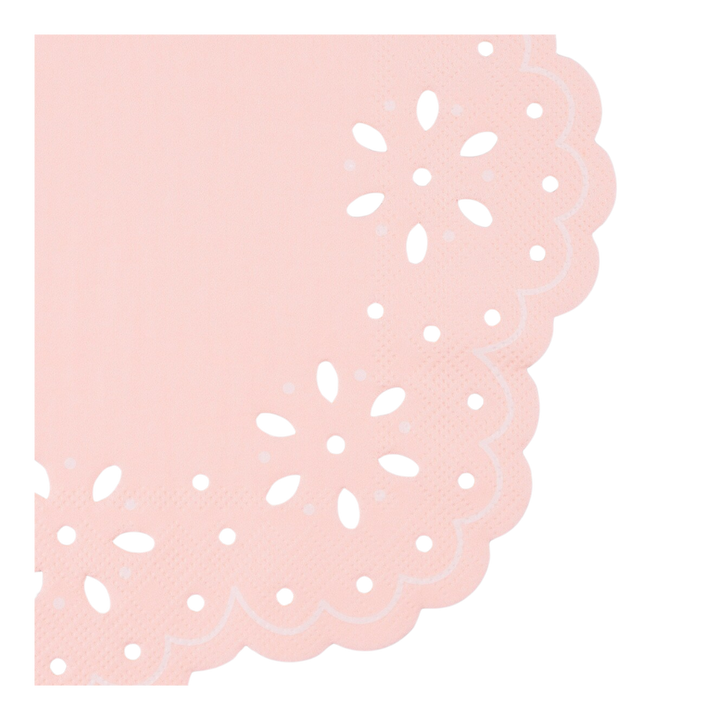 Pink and Peach Broderie Anglaise Lace Dinner Napkin