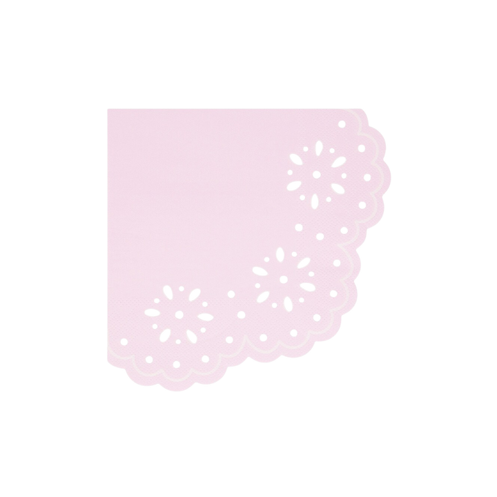 Pink and Peach Broderie Anglaise Lace Dinner Napkin