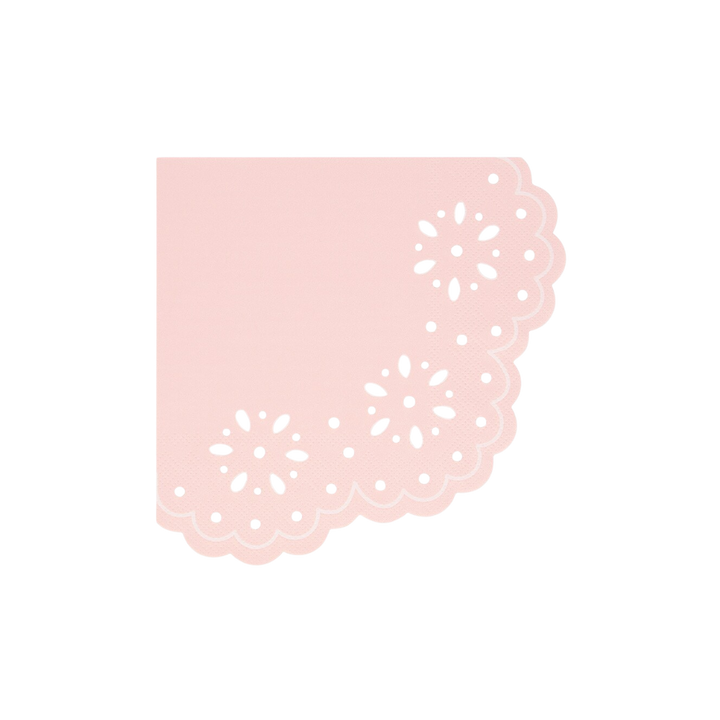 Pink and Peach Broderie Anglaise Lace Dinner Napkin