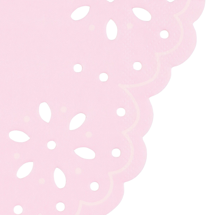 Pink and Peach Broderie Anglaise Lace Cocktail Napkin