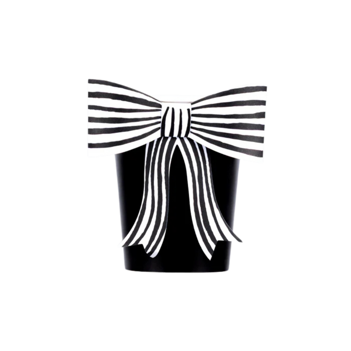 Black & White Stripy Bow Cups