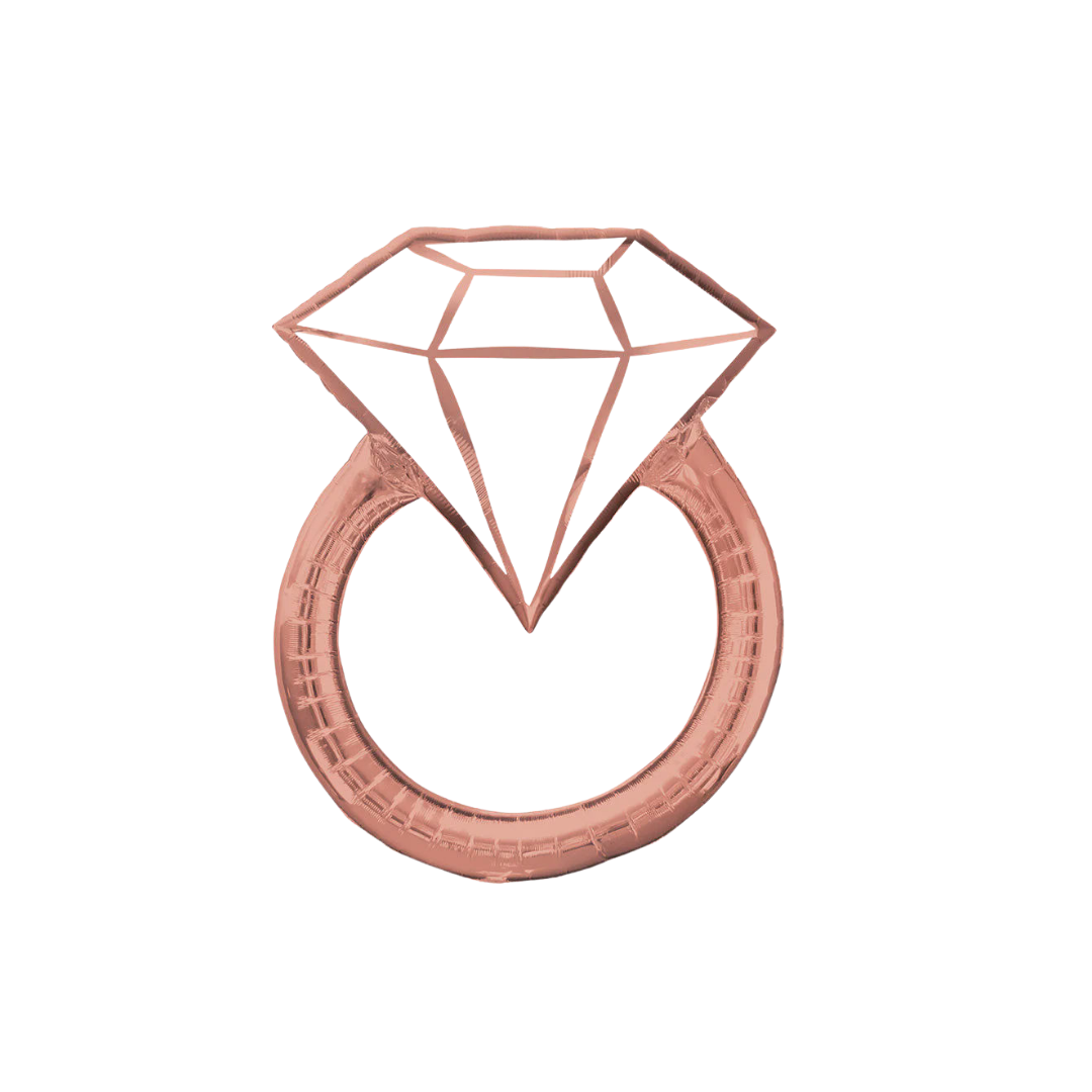Rose Gold Wedding Ring Foil Balloon, 30in