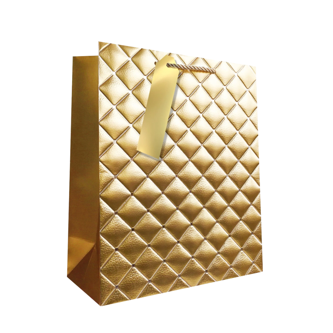 Gold Quilted Boutique Gift Bag - Large