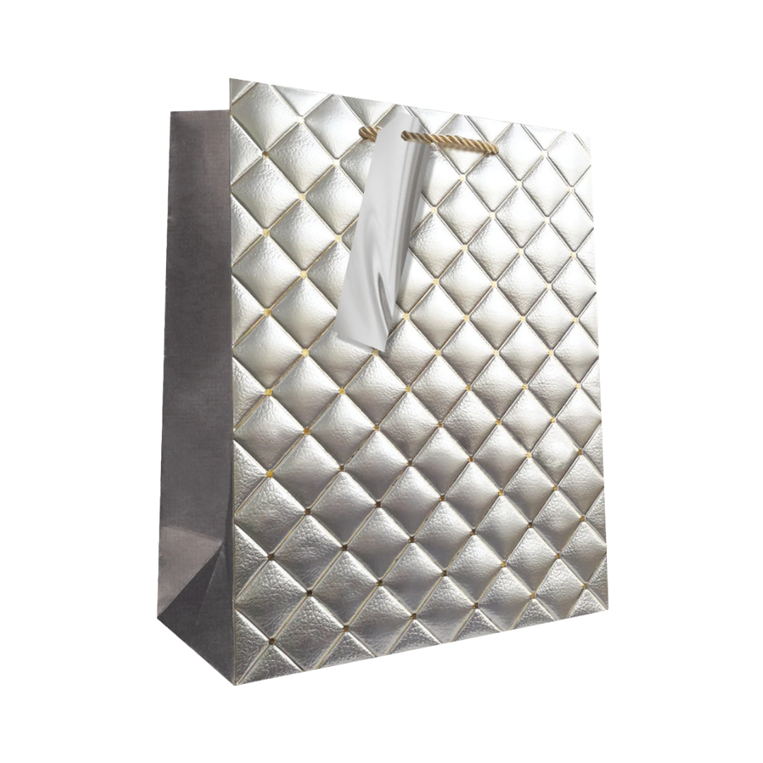 Silver Quilted Boutique Gift Bag - Large