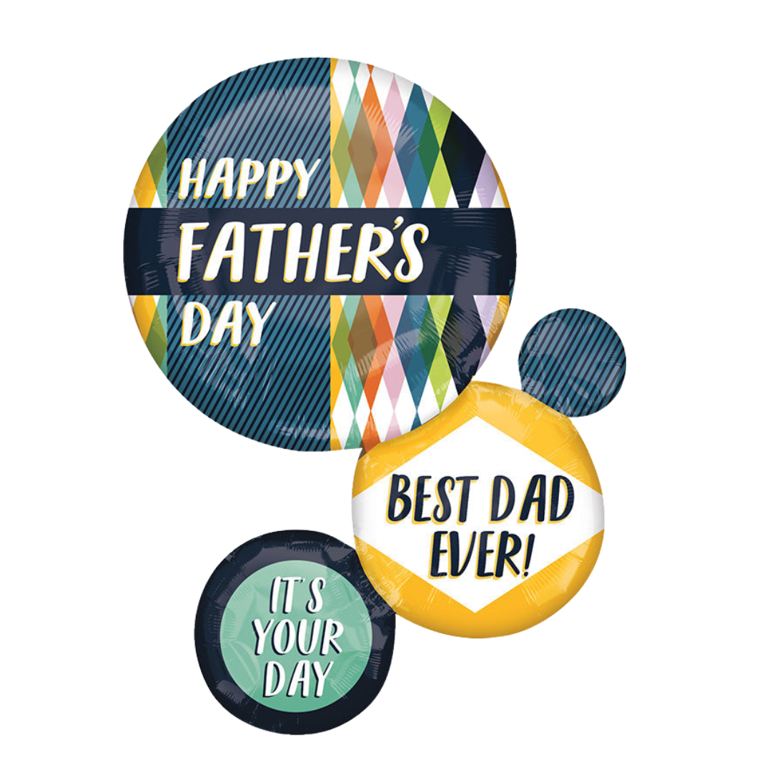 Retro Color with Argyle pattern Happy Father's Day Supershape Foil Balloon, 28 in
