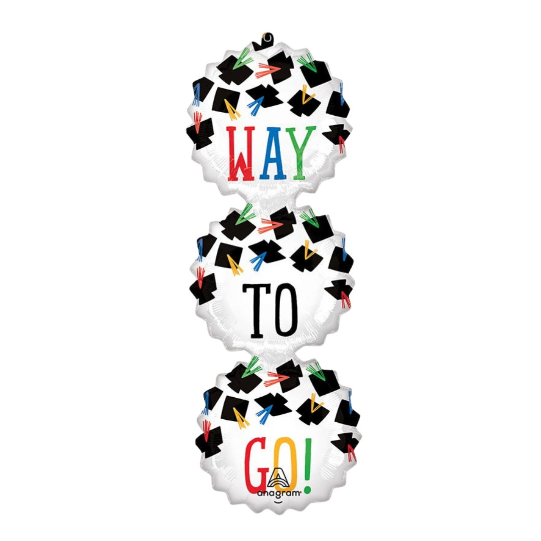 White Hats Off Way to Go Grad SuperShape Foil Balloon, 38in - Giant