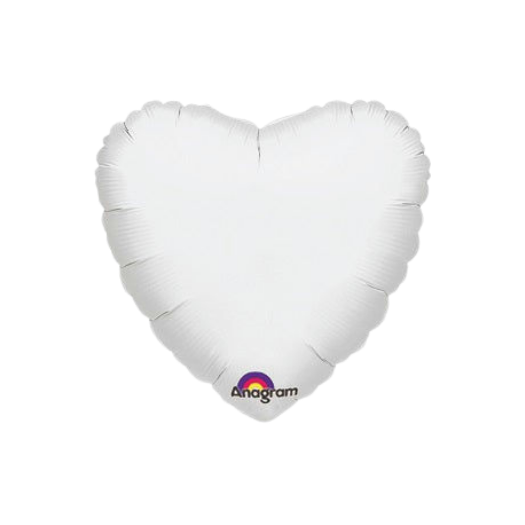 White Heart Foil Balloon, 18in