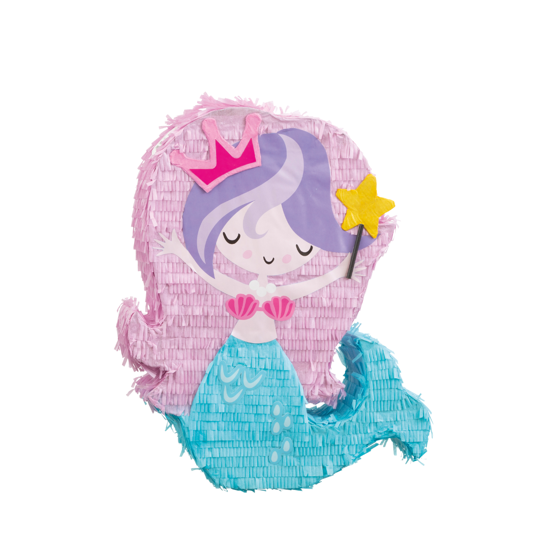 Pink and Teal Mermaid Drum Pinata - 15.25" x 3.75" x 20.25"