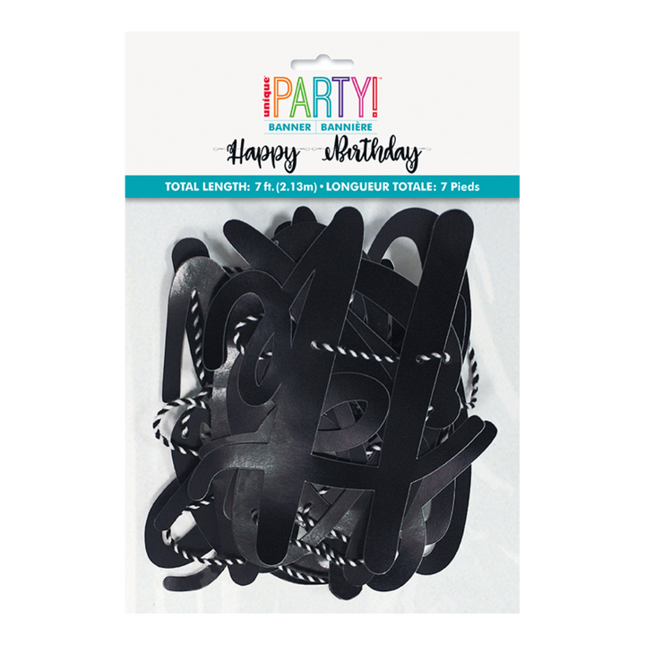 Black "Happy Birthday" Banner