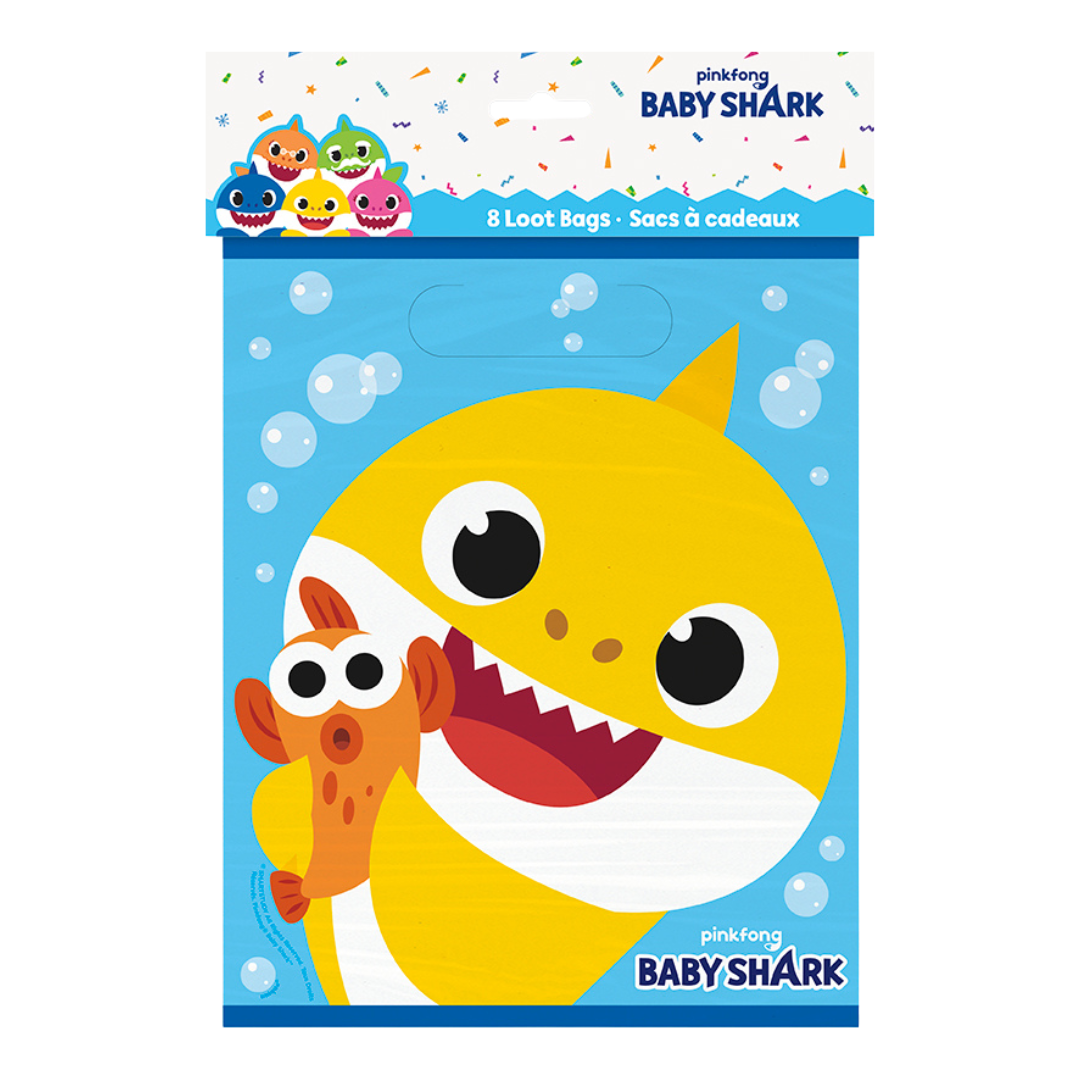Blue Baby Shark Loot Bags, 8pk
