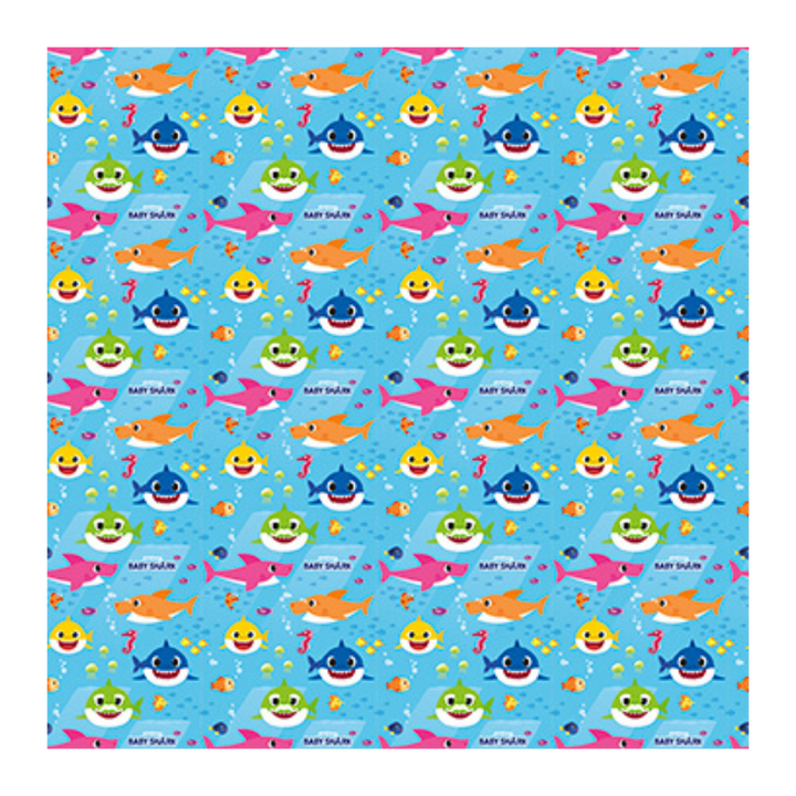 Light Blue Baby Shark Gift Wrap Roll