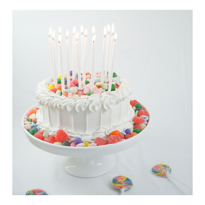 White Tall Glitter Candle Set - 16 pk