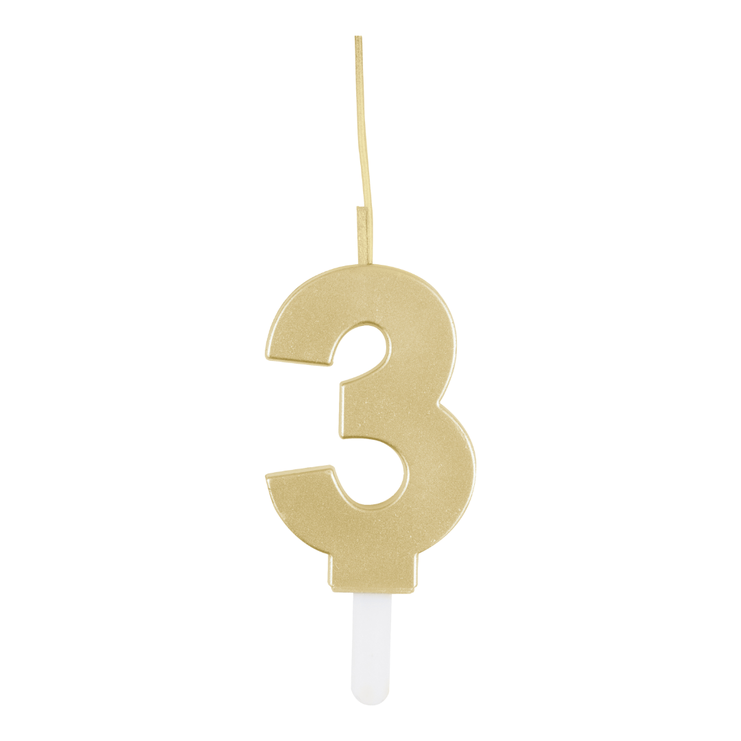 Gold Sparkler Number 3 Candle