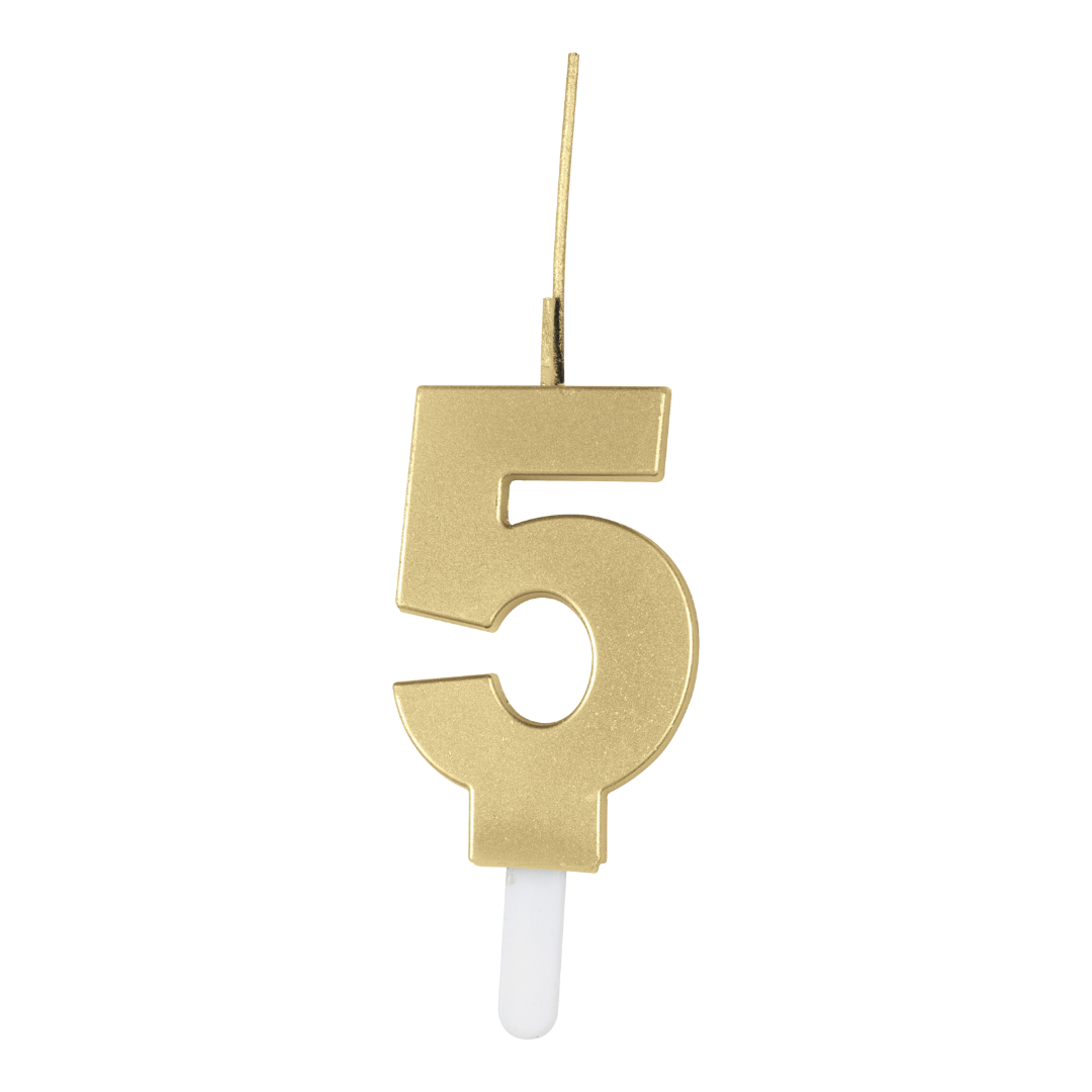 Gold Sparkler Number 5 Candle