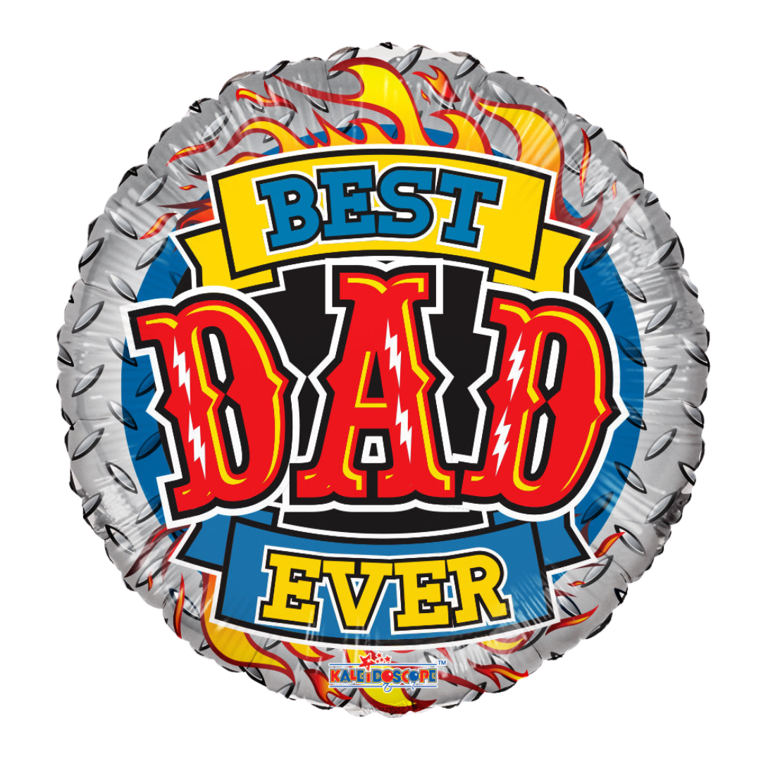 Multi colored iron pattern Best Dad Ever Foil Balloon, 18 in