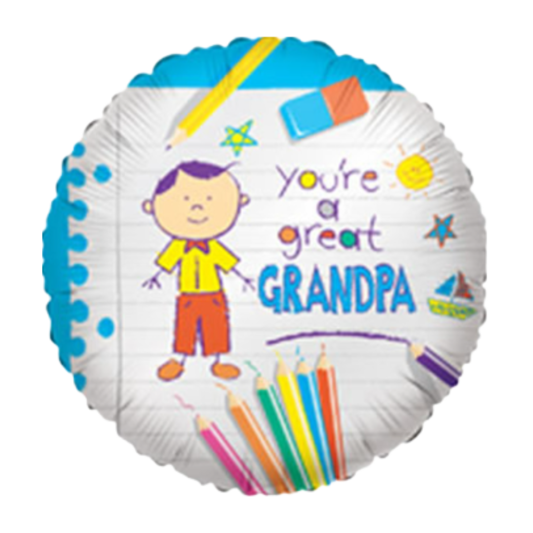 White multi-colored You're a Great Grandpa Foil Balloon, 18 in
