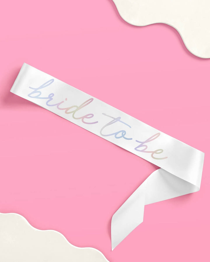 "Bride to Be" Iridescent White Bachelorette Party Sash