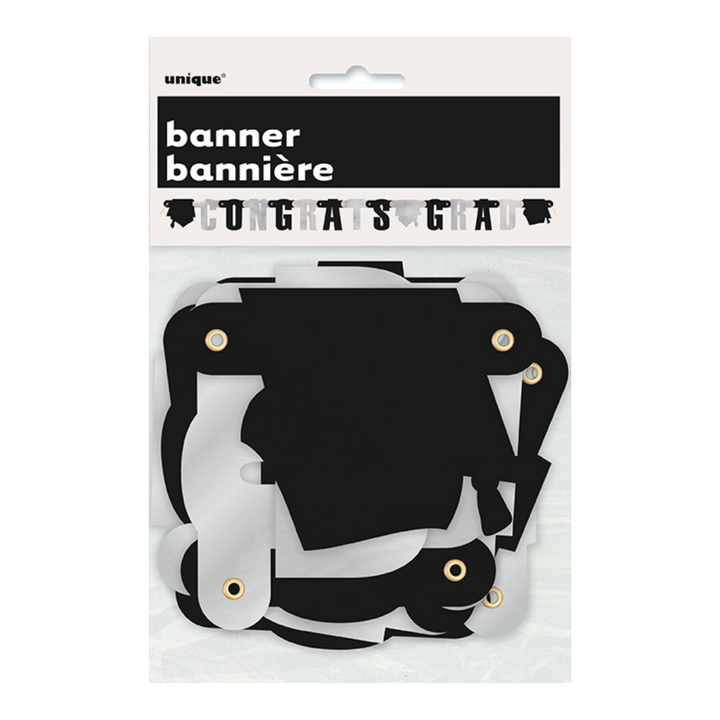 Black & White "Congrats Grad" Jointed Banner