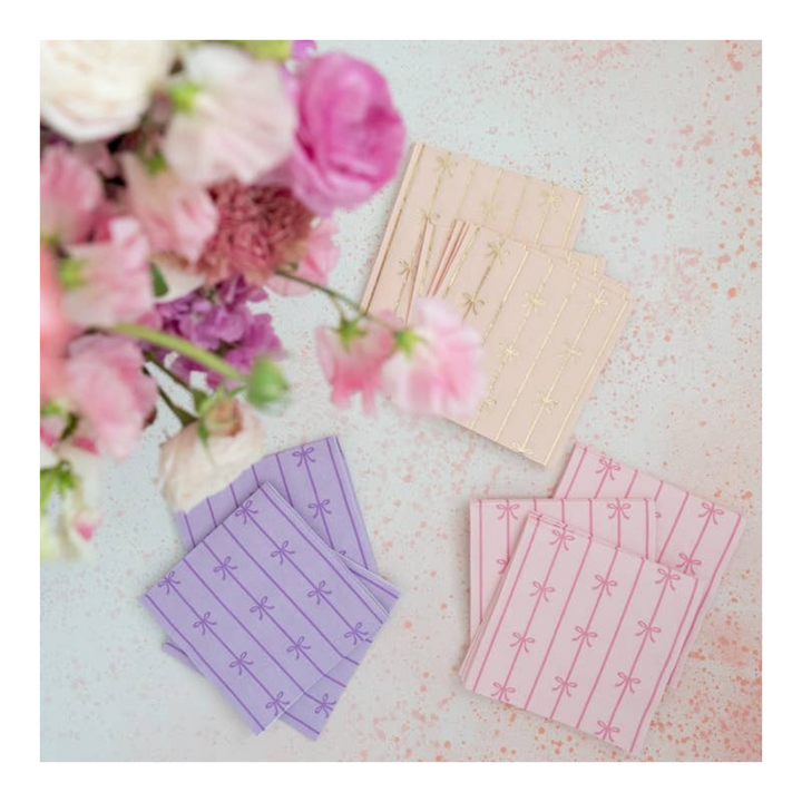 Lilac Signature Bow Cocktail Napkins