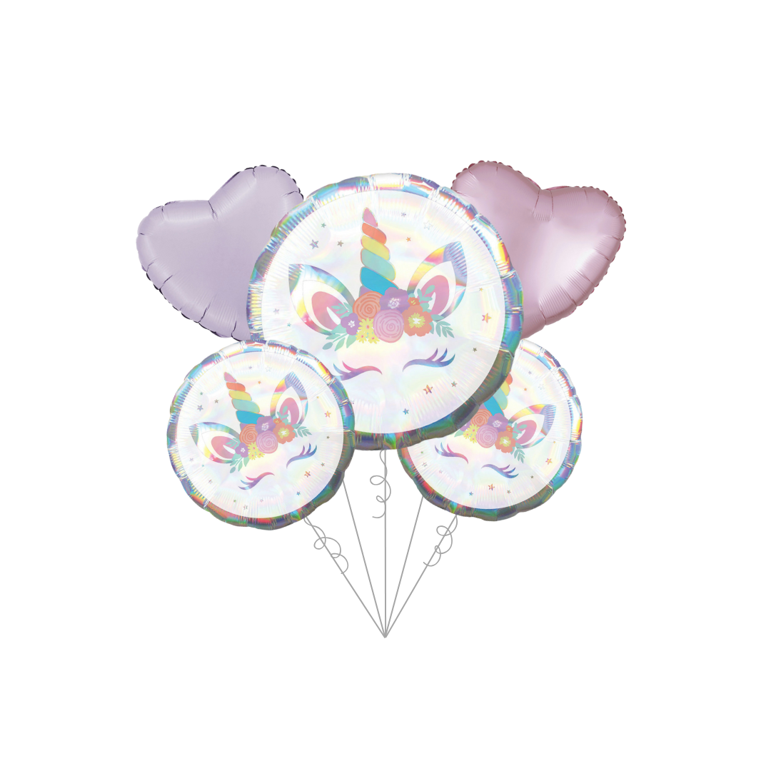 Iridescent Unicorn Party Foil Balloon Bundle