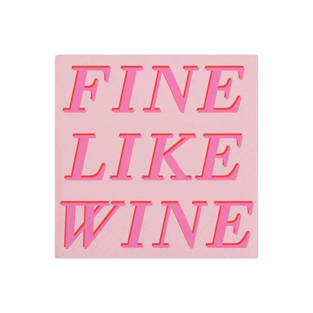 Pink "Fine Like Wine" Cocktail Napkins