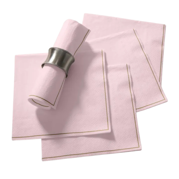 Blush with Gold Stripe Napkins - 2 Sizes