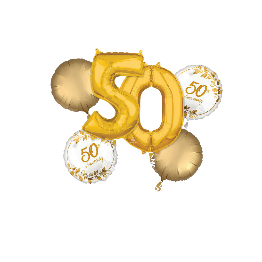 50th Anniversary Foil Balloon Bundle