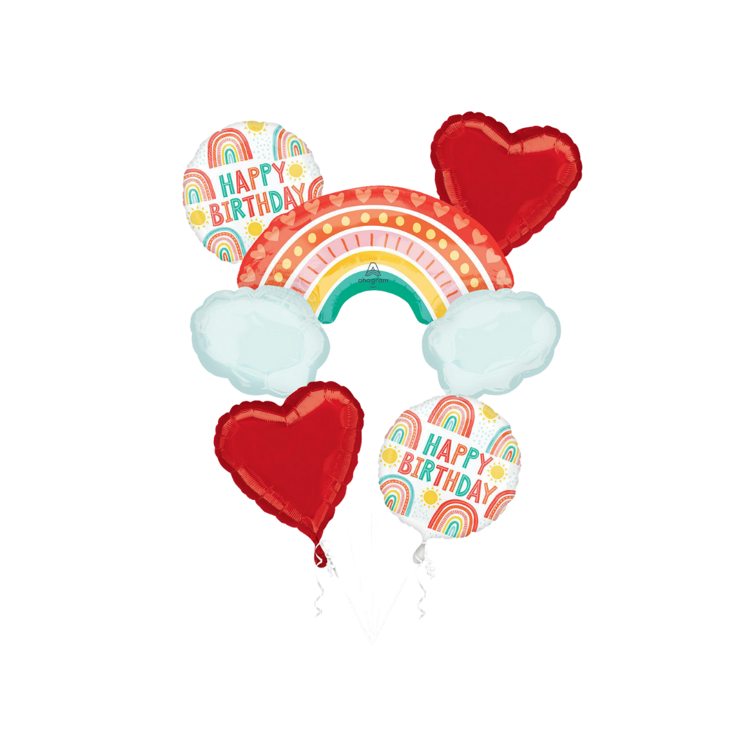 Retro Rainbow Birthday Foil Balloon Bundle