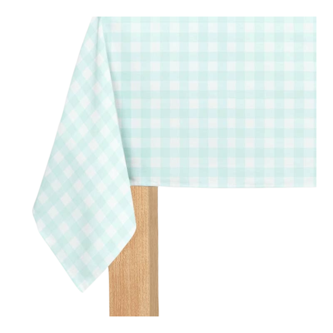 Mint Gingham Paper Tablecloth