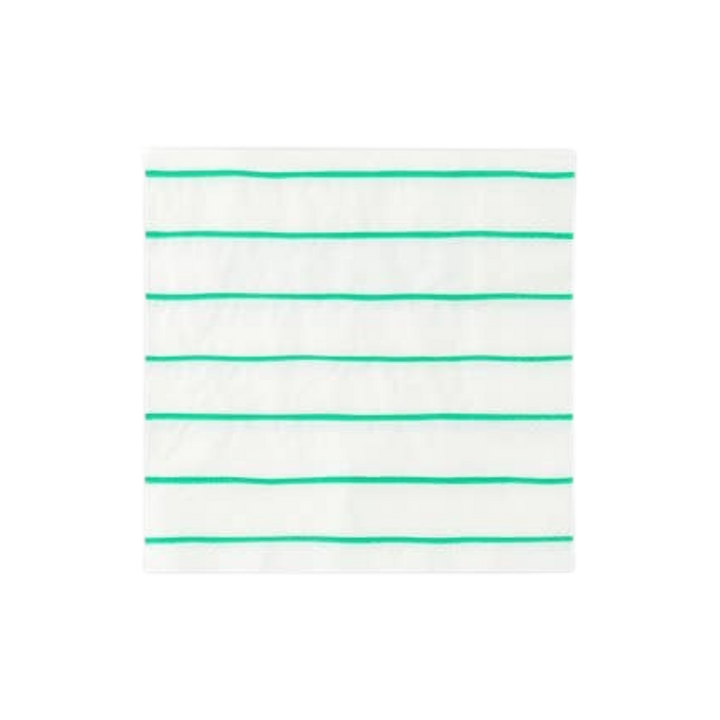 White and Green Striped Cocktail Napkins
