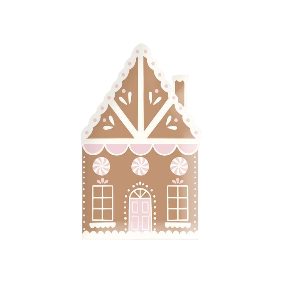 Brown Gingerbread House Shaped Large Plate