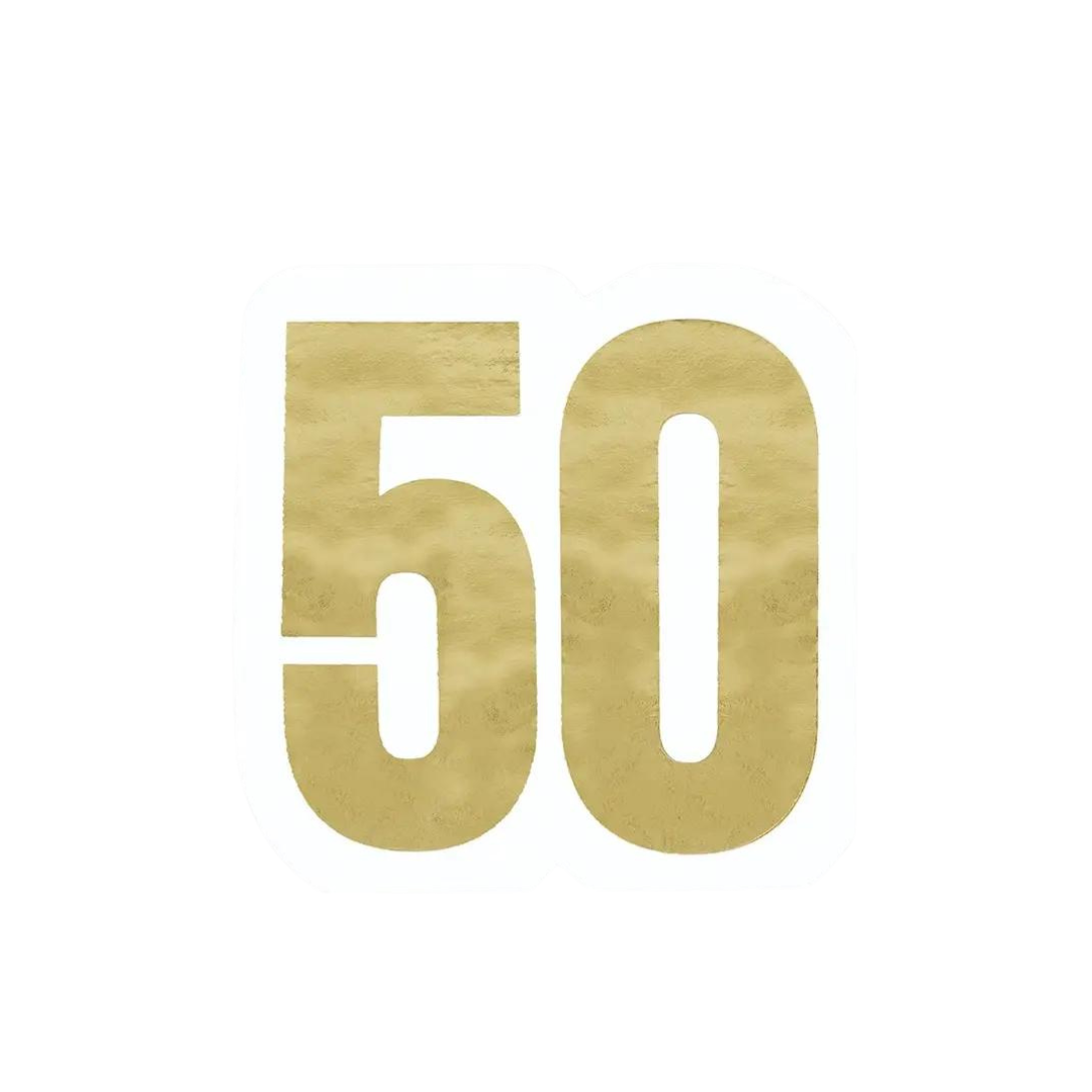 White and Gold Jumbo 50 Shaped Cocktail Napkins